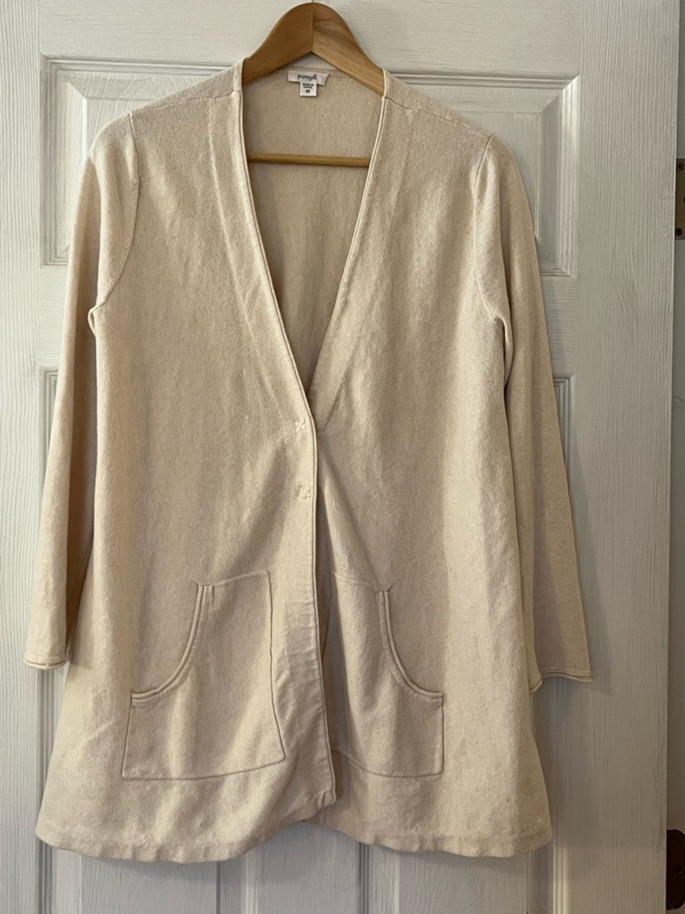 J. Jill Cashmere Cotton Blend Embroidered Buttons Cardigan Cottagecore Fairy